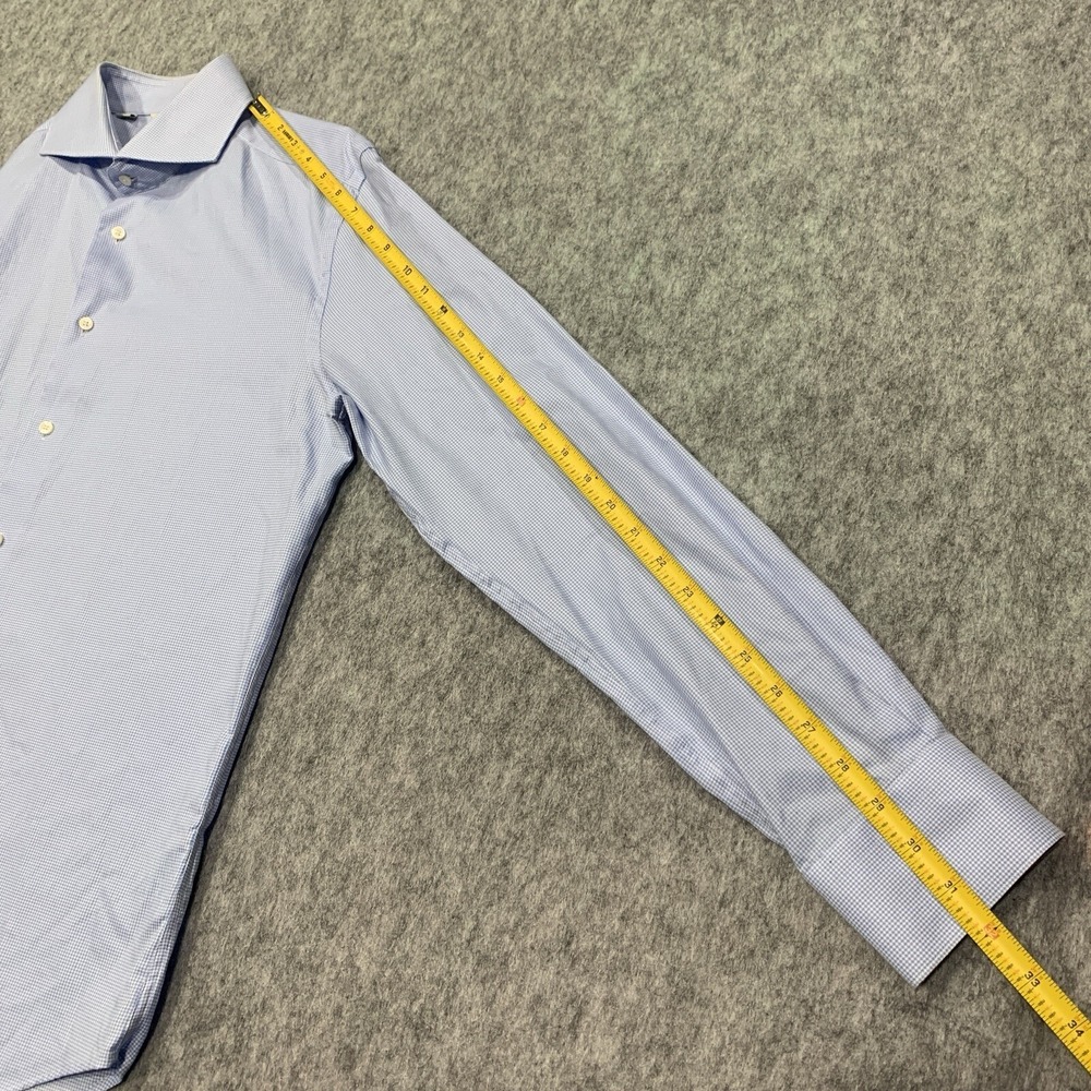Suit Supply Cotton Two Ply Men's Blue Button Up Shirt - Size 42/16.5 - Picture 13 of 15